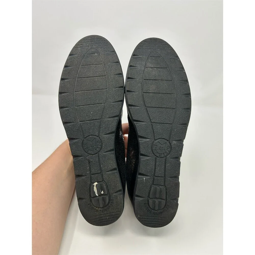 Mephisto Palmyre Womens Slip-On Comfort Flats Black Metallic Crackle Size 7.5